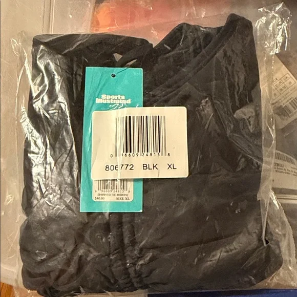 Sports Illustrated Swim Bikini Top Black XL Women's Shirred Tie Midkini Top B4 - Picture 6 of 6